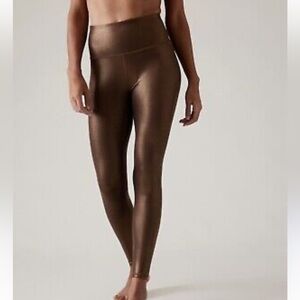 Athleta Elation Shine Leggings Brown Copper sz large